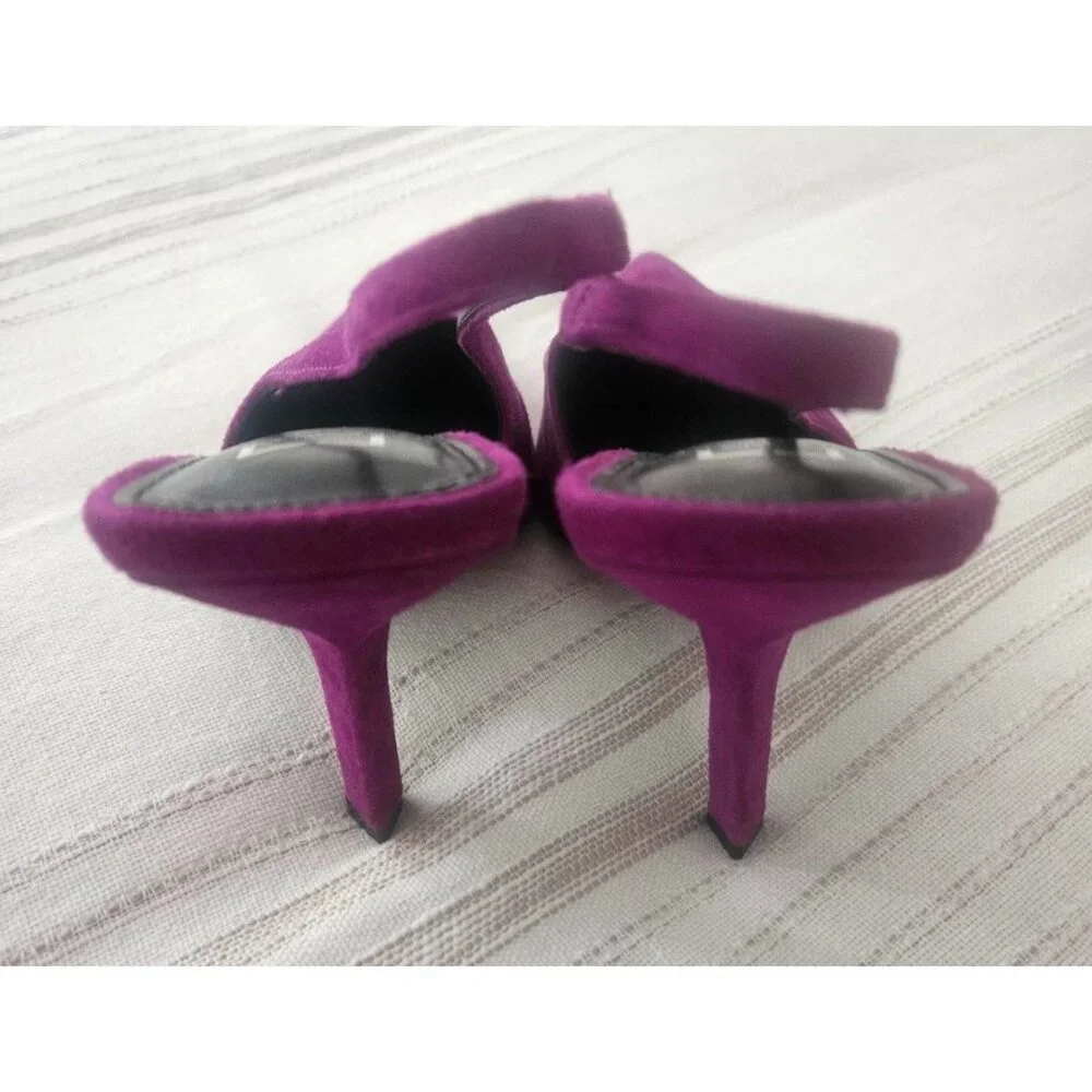 Marc Fisher Women's Emalyn Slingback Pointed Toe Pumps Magenta Suede Size 7.5 M